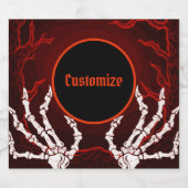 Étiquettes Pour Bouteilles De Liqueur Mains de squelette orange (Étiquettes simples)