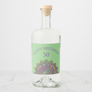 Étiquettes Pour Bouteilles De Liqueur Mandala de style indien coloré de classe
