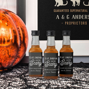 Étiquettes Pour Bouteilles De Liqueur Mangez, buvez et soyez effrayant Fête d'Halloween 