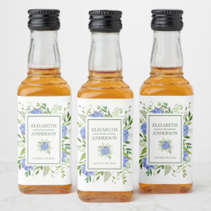 Étiquettes Pour Bouteilles De Liqueur Mariage aquarelle aux hortensias bleus