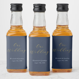 Étiquettes Pour Bouteilles De Liqueur Mariage bleu opulent