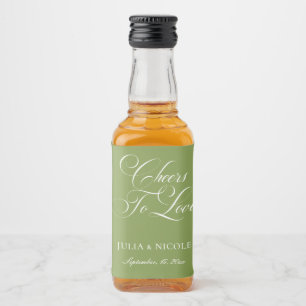 Étiquettes Pour Bouteilles De Liqueur Mariage Calligraphie Verte Ivoire Classique