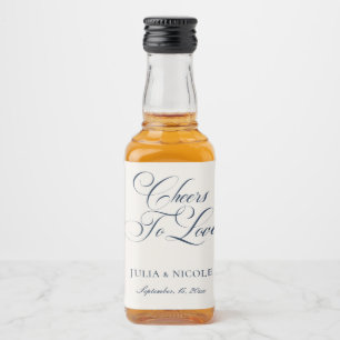 Étiquettes Pour Bouteilles De Liqueur Mariage classique ivoire bleu marine calligraphié