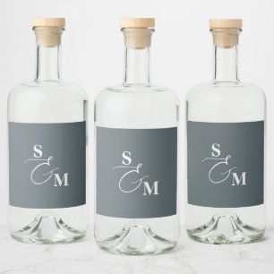 Étiquettes Pour Bouteilles De Liqueur Mariage Classique Monogramme Esperluette Moderne