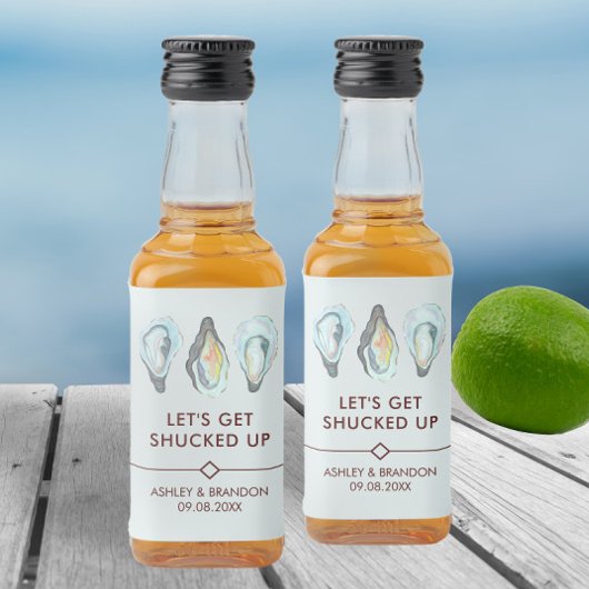 Étiquettes Pour Bouteilles De Liqueur Mariage Côté Mer à l'Aquarelle Huître