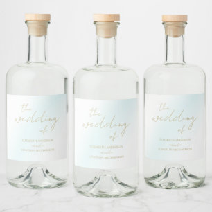 Étiquettes Pour Bouteilles De Liqueur Mariage d'aquarelle bleu