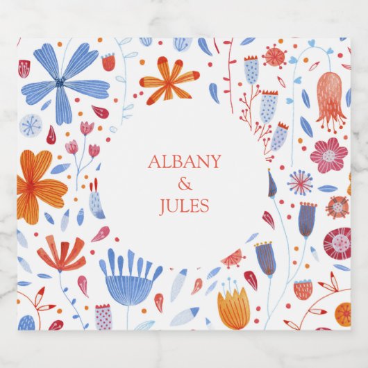 Étiquettes Pour Bouteilles De Liqueur Mariage d'aquarelle Flower Meadow (Étiquettes simples)