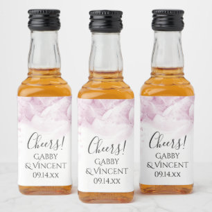 Étiquettes Pour Bouteilles De Liqueur Mariage d'aquarelle rose pâle