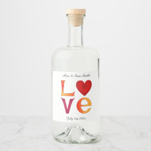 Étiquettes Pour Bouteilles De Liqueur Mariage de Carré LOVE personnalisé Date Date de cé