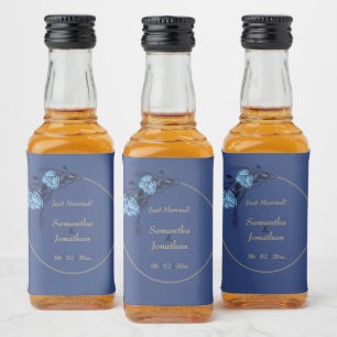 Étiquettes Pour Bouteilles De Liqueur Mariage de fleurs bleues
