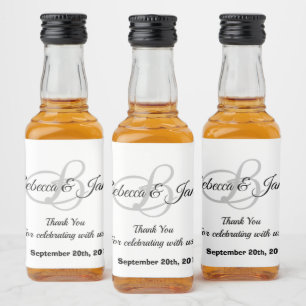Étiquettes Pour Bouteilles De Liqueur Mariage de Merci blanc et noir