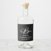 Étiquettes Pour Bouteilles De Liqueur Mariage de Merci de Monogramme noir et blanc (Devant)