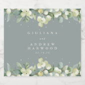 Étiquettes Pour Bouteilles De Liqueur Mariage d'hiver Seafoam Green Snowberry+Eucalyptus (Étiquettes simples)