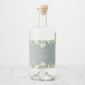 Étiquettes Pour Bouteilles De Liqueur Mariage d'hiver Seafoam Green Snowberry+Eucalyptus (Devant)