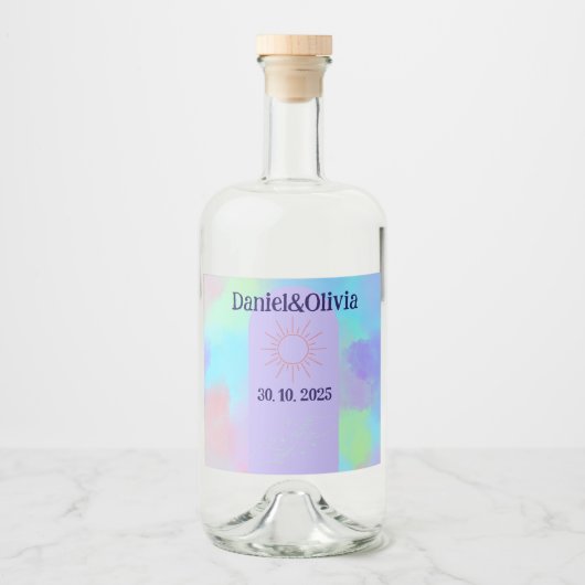 Étiquettes Pour Bouteilles De Liqueur Mariage doux violet profond (Devant)