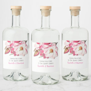 Étiquettes Pour Bouteilles De Liqueur Mariage élégant rose Floral Magnolia