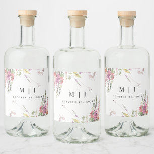 Étiquettes Pour Bouteilles De Liqueur Mariage Fleur sauvage de printemps