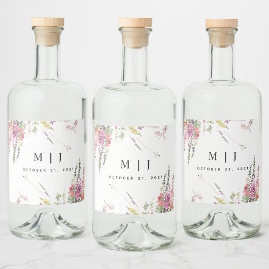 Étiquettes Pour Bouteilles De Liqueur Mariage Fleur sauvage de printemps (Bouteilles)