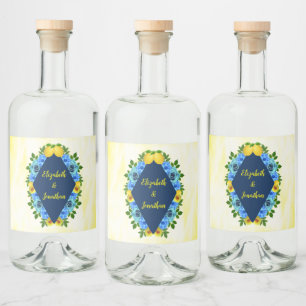 Étiquettes Pour Bouteilles De Liqueur Mariage floral citron soleil