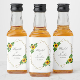 Étiquettes Pour Bouteilles De Liqueur Mariage géométrique tournesol