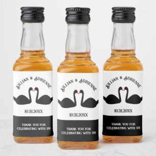 Étiquettes Pour Bouteilles De Liqueur Mariage gothique cygnes noirs s'embrassant personn