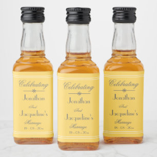 Étiquettes Pour Bouteilles De Liqueur Mariage Mini Jaune Douce Personnalisée