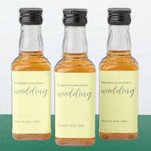 Étiquettes Pour Bouteilles De Liqueur Mariage minimaliste Beurre Jaune et Sage