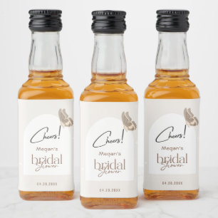 Étiquettes Pour Bouteilles De Liqueur Mariage Minimaliste Moderne Beige Papillon