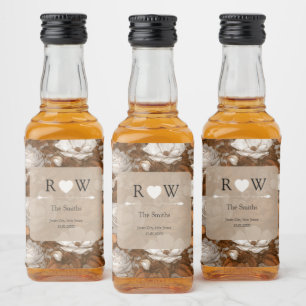 Étiquettes Pour Bouteilles De Liqueur Mariage Moderne Thème des Gardenias en Or Intempor