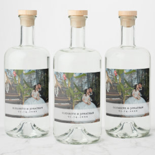Étiquettes Pour Bouteilles De Liqueur Mariage photo minimaliste moderne de mariée et de