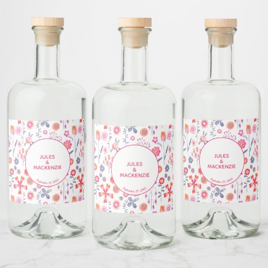 Étiquettes Pour Bouteilles De Liqueur Mariage rose (Bouteilles)