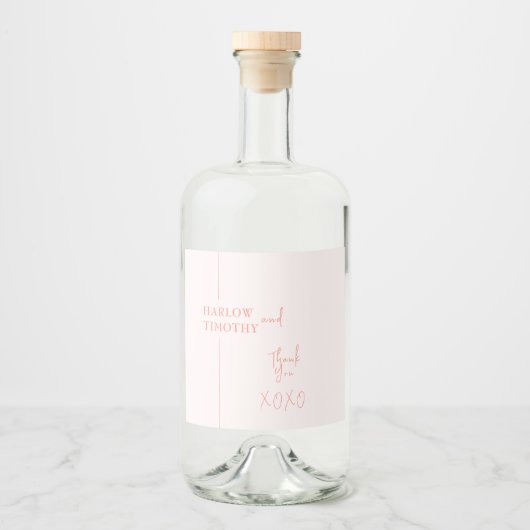 Étiquettes Pour Bouteilles De Liqueur Mariage rose pâle (Devant)