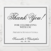 Étiquettes Pour Bouteilles De Liqueur Mariage simple Elegance Merci noir & blanc (Étiquettes simples)