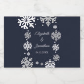 Étiquettes Pour Bouteilles De Liqueur Marine Blue Snowflakes Mariage d'hiver (Étiquettes simples)