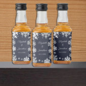 Étiquettes Pour Bouteilles De Liqueur Marine Blue Snowflakes Mariage d'hiver