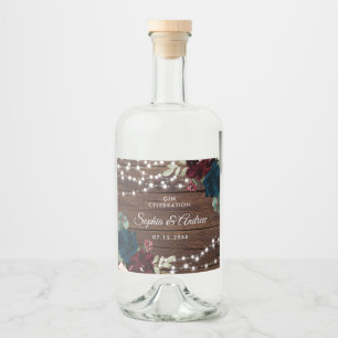 Étiquettes Pour Bouteilles De Liqueur Marsala & Fleurs de marine Mariage de bois rustiqu
