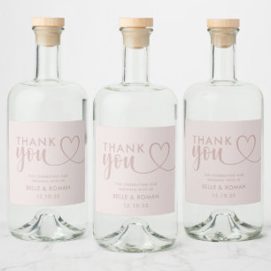 Étiquettes Pour Bouteilles De Liqueur Merci cardiaque moderne Calligraphie Rose Or