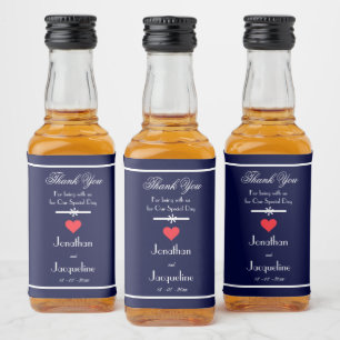 Étiquettes Pour Bouteilles De Liqueur Merci de mariage élégant Favoriser Marine Blue Min