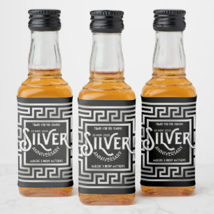 Étiquettes Pour Bouteilles De Liqueur Merci Mariage argent Parties scintillant anniversa