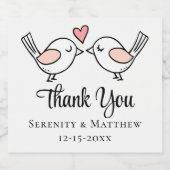 Étiquettes Pour Bouteilles De Liqueur Merci mignon Inséparables Lovebirds Mariage (Étiquettes simples)