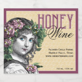 Étiquettes Pour Bouteilles De Liqueur Miel abeilles et Roses (Étiquettes simples)