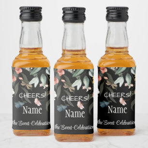Étiquettes Pour Bouteilles De Liqueur Mini Cheers Elégant Aquarelle Floral N'Importe Que