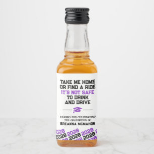 Étiquettes Pour Bouteilles De Liqueur Mini dégradé violet et noir Ne buvez pas et condui