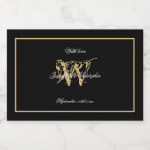 Étiquettes Pour Bouteilles De Liqueur Mini Mariage chic Monogramme noir & or élégant (Étiquettes simples)