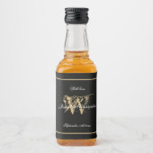 Étiquettes Pour Bouteilles De Liqueur Mini Mariage chic Monogramme noir & or élégant (Devant)
