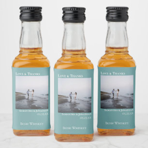 Étiquettes Pour Bouteilles De Liqueur Mini minimaliste Turquoise Mariage photo Love & Me