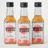 Étiquettes Pour Bouteilles De Liqueur Mini Party Derby avec Rayures de Roses Rouges (Bouteilles)