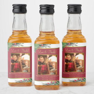 Étiquettes Pour Bouteilles De Liqueur Mini photo de mariage Holly & Pine Amour & Merci