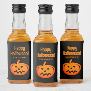 Étiquettes Pour Bouteilles De Liqueur Mini soirée Halloween noir et orange