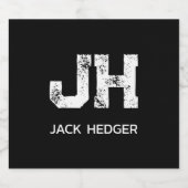 ÉTIQUETTES POUR BOUTEILLES DE LIQUEUR MINIMALIST WHITE TWO LETTER MONOGRAM NAME BLACK (Étiquettes simples)